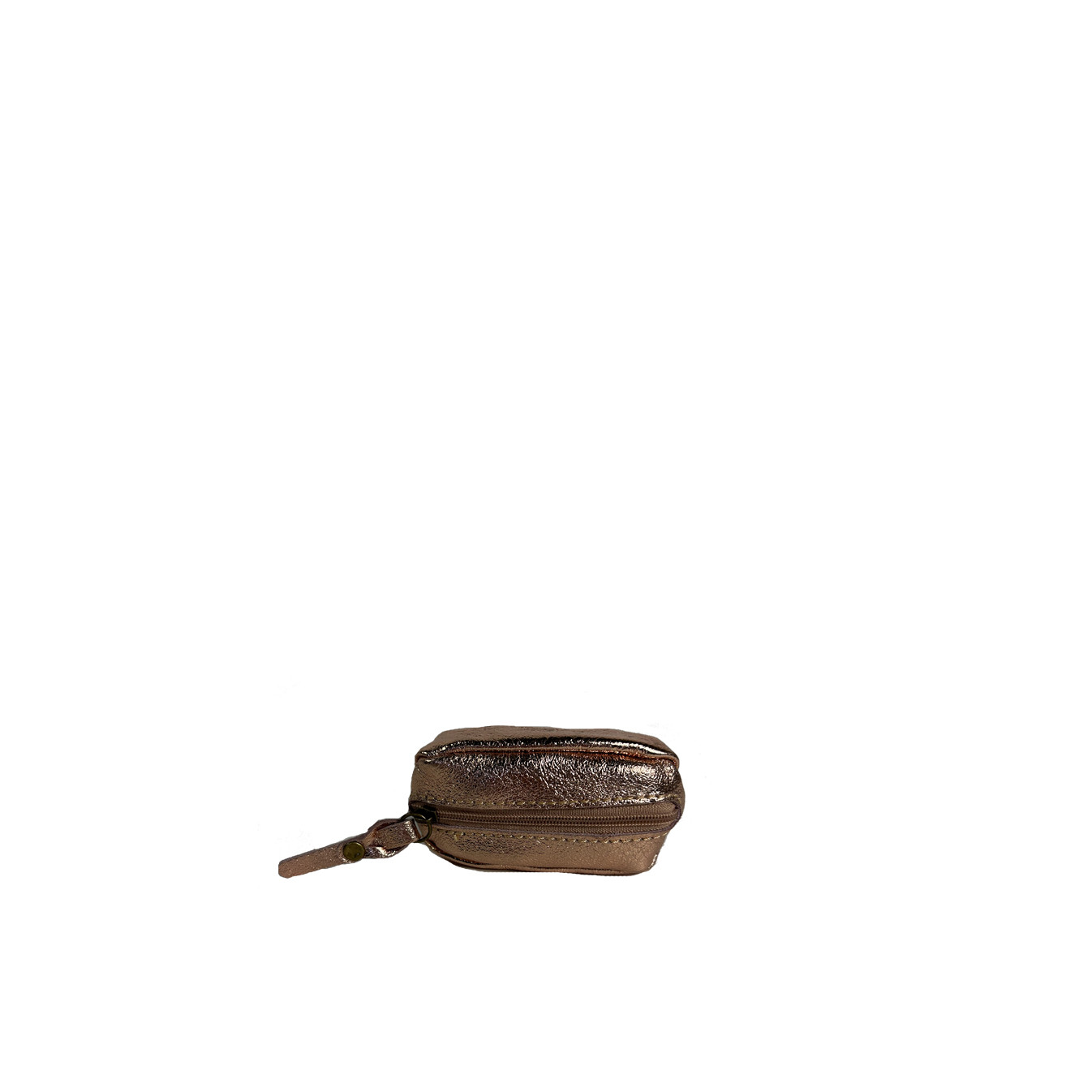 Farfouillette Small Crumpled Shiny Leather Coin Purse Champagne
