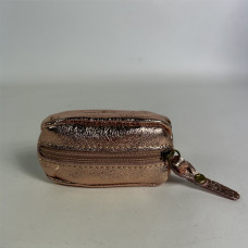Farfouillette Small Crumpled Shiny Leather Coin Purse Champagne