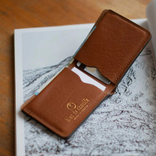 Bleu De Chauffe Pèze Italian Leather Wallet Amber Brown