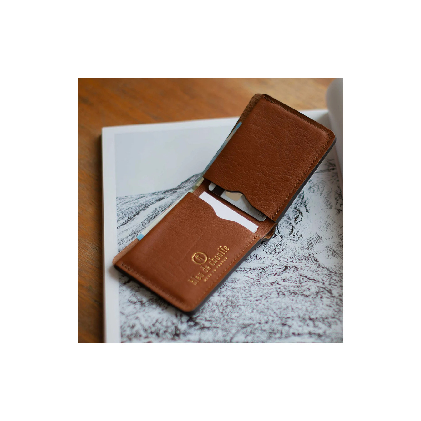 Bleu De Chauffe Pèze Italian Leather Wallet Amber Brown