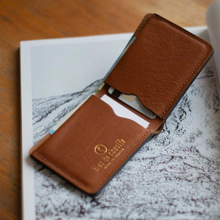 Bleu De Chauffe Pèze Italian Leather Wallet Amber Brown