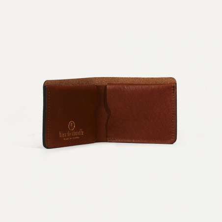 Bleu De Chauffe Pèze Italian Leather Wallet Amber Brown