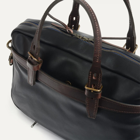 Bleu de Chauffe Sac Business Ledger Liscio Noir ouvert