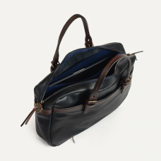 Business Ledger Leather Liscio Black Bag in Navy Blue