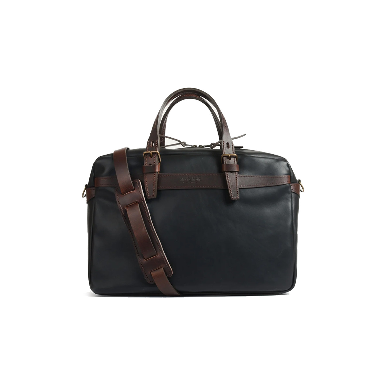 Business Ledger Leather Liscio Black Bag in Navy Blue