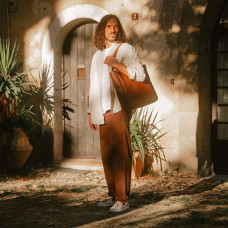 Bleu de Chauffe Vegetable Tanned Leather Meline Tote Bag Brown Amber