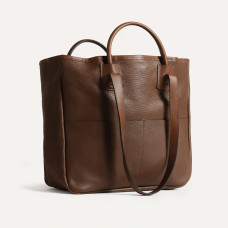 Bleu de Chauffe Vegetable Tanned Leather Meline Tote Bag Brown Amber