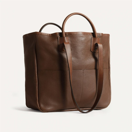 Bleu de Chauffe Vegetable Tanned Leather Meline Tote Bag Brown Amber