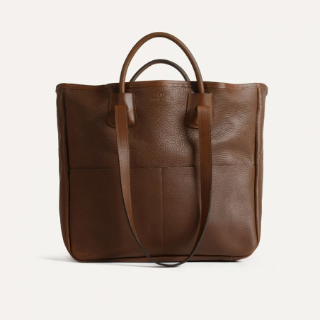 Bleu de Chauffe Vegetable Tanned Leather Meline Tote Bag Brown Amber