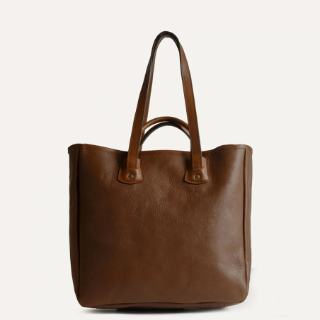 Bleu de Chauffe Vegetable Tanned Leather Meline Tote Bag Brown Amber