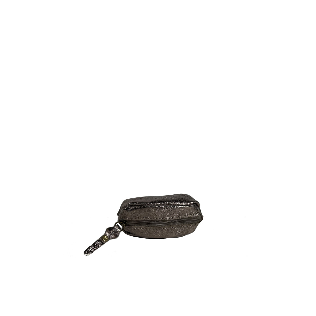 Farfouillette Small Crumpled Shiny Leather Coin Purse Taupe