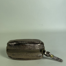 Farfouillette Small Crumpled Shiny Leather Coin Purse Taupe