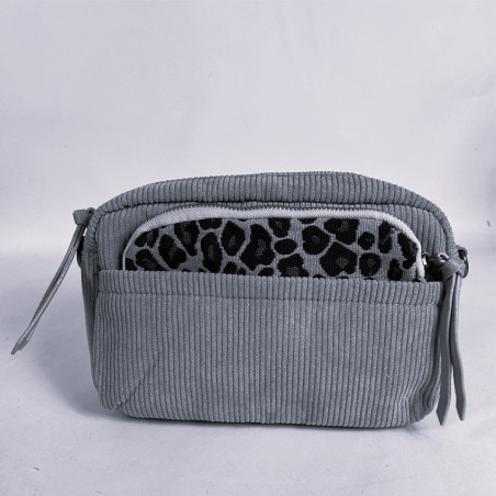 Farfouillette Crossbody Côtelé Et Pochette Noir
