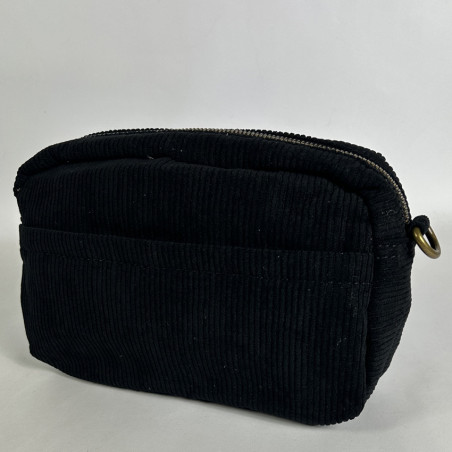 Farfouillette Crossbody Côtelé Et Pochette Noir
