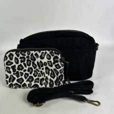 Farfouillette Crossbody Côtelé Et Pochette Noir