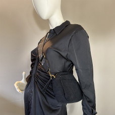 Farfouillette Crossbody Côtelé Et Pochette Noir