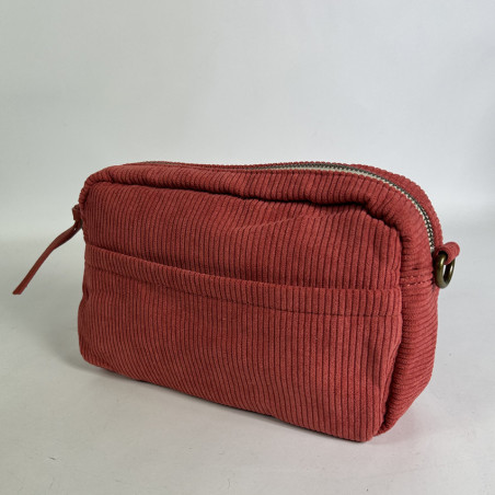 Farfouillette Sac Porté Travers Côtelé Et Pochette Orange côté