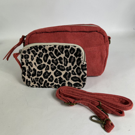 Farfouillette Sac Porté Travers Côtelé Et Pochette Orange pochette et bandoulière