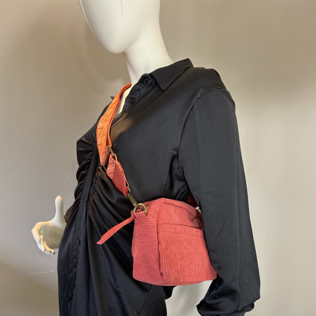 Farfouillette Sac Porté Travers Côtelé Et Pochette Orange porté