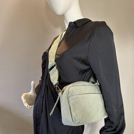 Farfouillette Crossbody Côtelé Et Pochette Tilleul