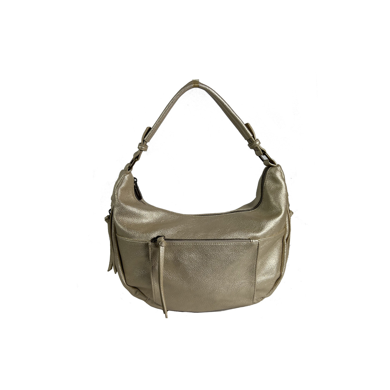 Farfouillette Large Drawstring Bag Faux Cuir Grainé Doré