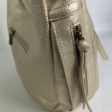 Farfouillette Large Drawstring Bag Faux Cuir Grainé Doré