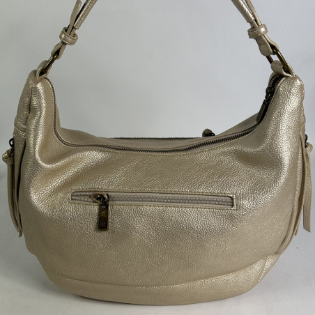 Farfouillette Large Drawstring Bag Faux Cuir Grainé Doré