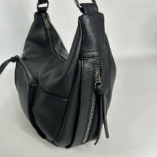 Farfouillette Large Drawstring Bag Faux Cuir Grainé Noir