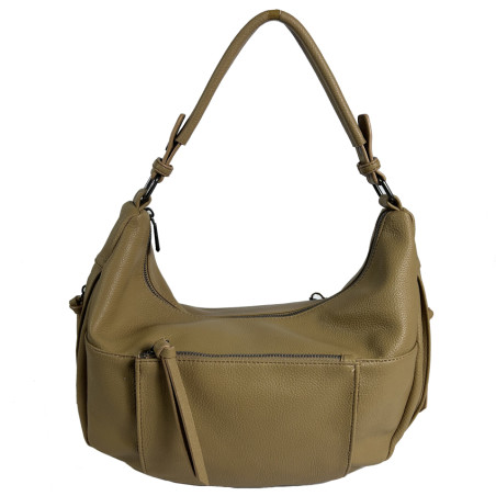 Farfouillette Large Drawstring Bag Faux Cuir Grainé Sable