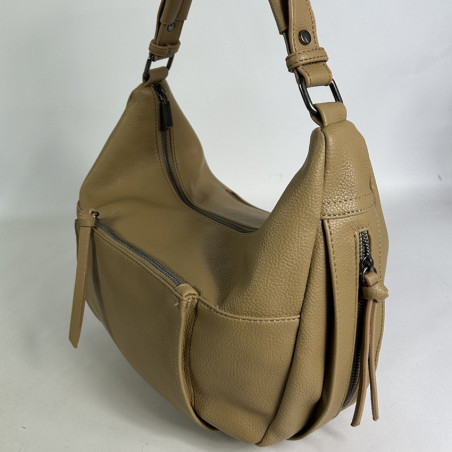 Farfouillette Large Drawstring Bag Faux Cuir Grainé Sable