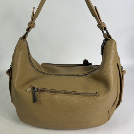 Farfouillette Large Drawstring Bag Faux Cuir Grainé Sable