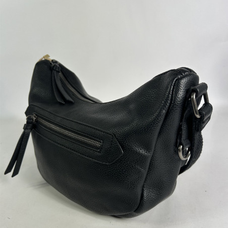 Farfouillette Large Banana Bag Faux Cuir Grainé Noir