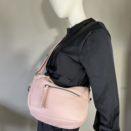 Farfouillette Large Banana Bag Faux Cuir Grainé Rose