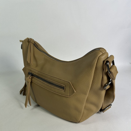Farfouillette Large Banana Bag Faux Cuir Grainé Sable