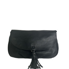 Farfouillette Crossbody Bag with Flap and Tassel 3 Compartments Black