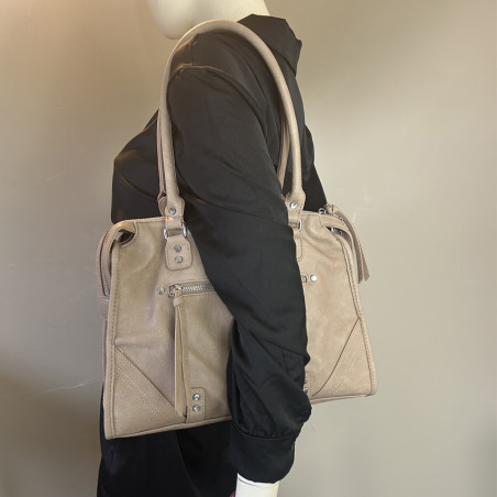 Farfouillette Shopping Bag with Metal Details Taupe