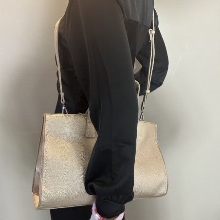 Farfouillette Handbag with Gold Stitching