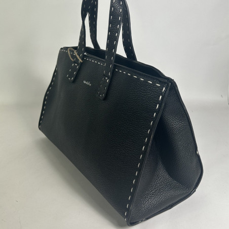 Farfouillette Handbag with Topstitching Black