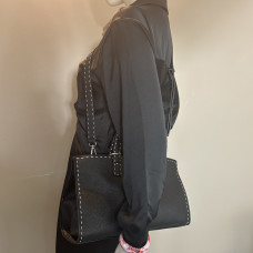Farfouillette Handbag with Topstitching Black