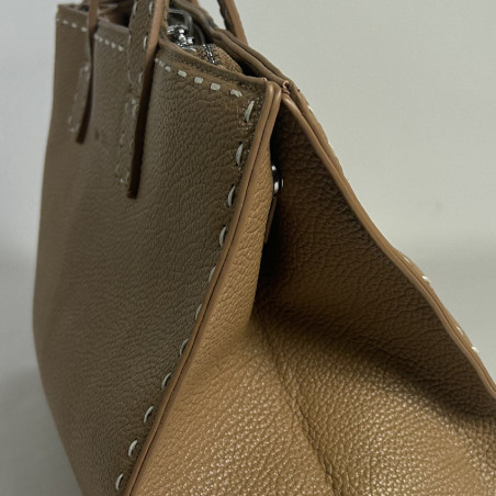 Farfouillette Handbag with Topstitching Sand