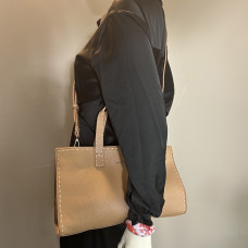Farfouillette Handbag with Topstitching Sand