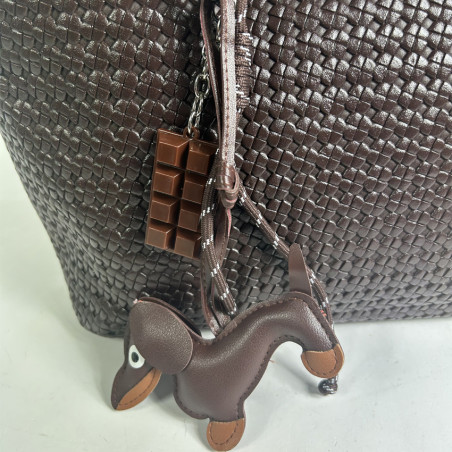 Farfouillette Woven Shopping Bag with Removable Chocolate Bar and D...