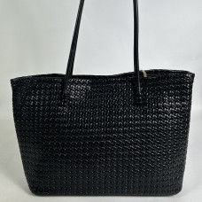 Farfouillette Woven Shopping Bag with Removable Keychain Black