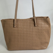 Farfouillette Woven Shopping Bag with Removable Keychain Taupe
