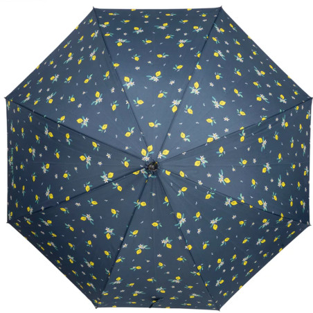 Isotoner Parapluie Canne Auto Citron Jaune ouvert