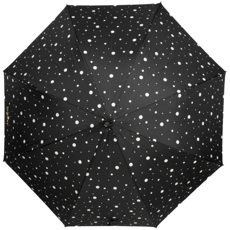 Isotoner Parapluie Canne Auto Pois Noir/Jaune ouvert