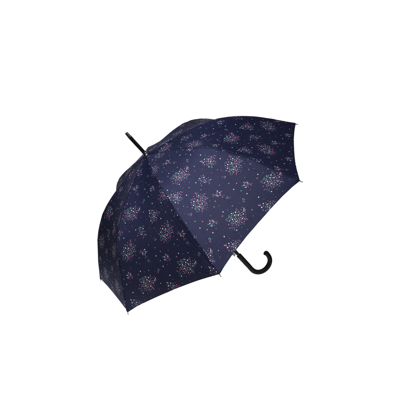 Isotoner Automatic Umbrella with Handle Purple Grape Polka Dot