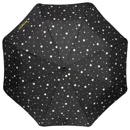 Isotoner Alpha X-Tra Parapluie Pliant Pois Noir/Jaune ouvert