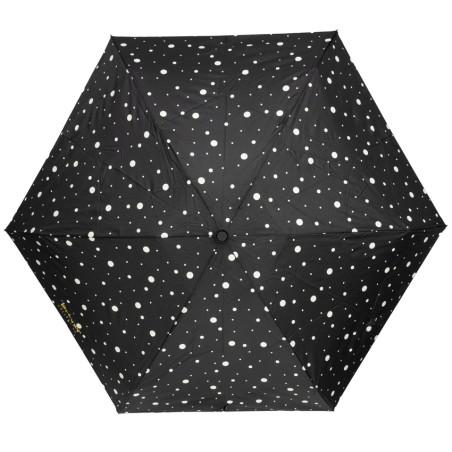 Isotoner Parapluie Mini Pliant Manuel Pois Noir/Jaune ouvert