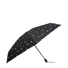 Isotoner Mini Automatic Folding Umbrella Black/Yellow Polka Dot